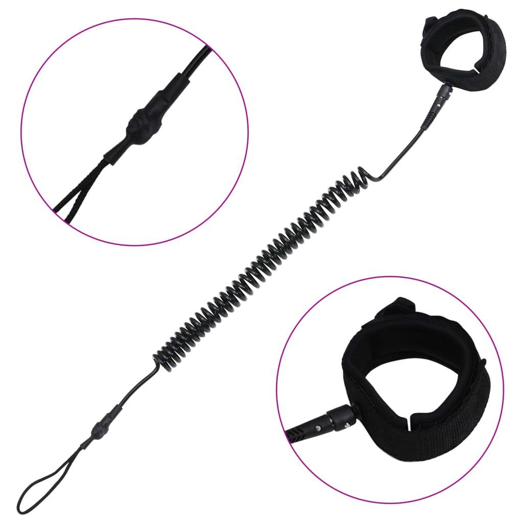 VIDAXL SUP COILED LEASH BLACK 10 INCH