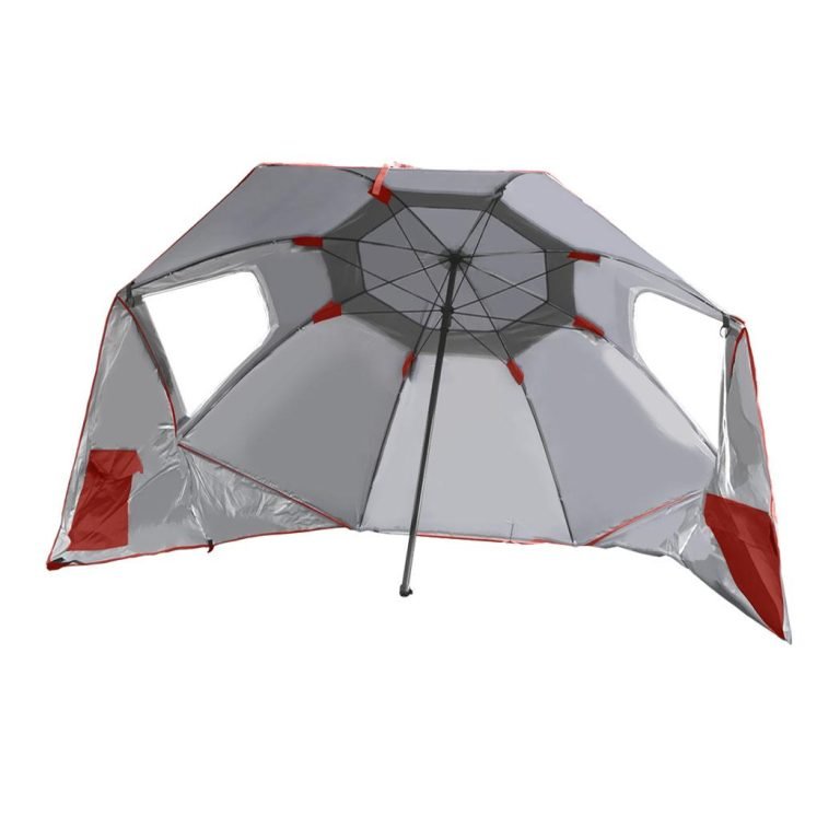 BEACH AND SHADE UMBRELLA | TILTED SUNSHADE SHELTER | BEACH CAMPING OUTDOORS – 2M RED